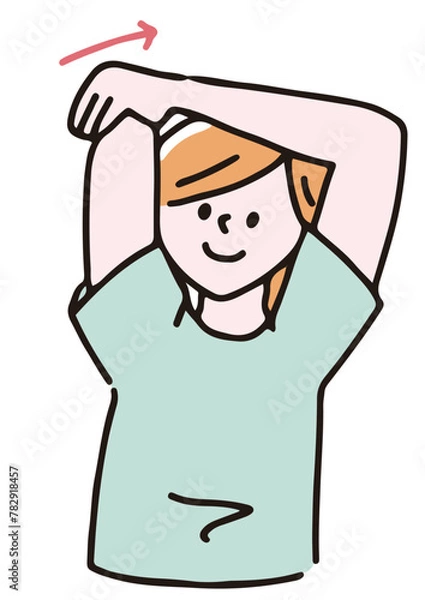 Fototapeta 首・肩のストレッチをしている女性　肩を伸ばす