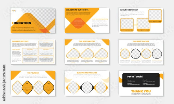 Obraz Education powerpoint presentation slides template design with great educational ppt background design and Presentation for flyer, leaflet, marketing, advertising banner templates