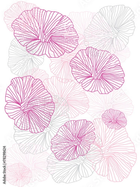 Obraz pink flowers painted line