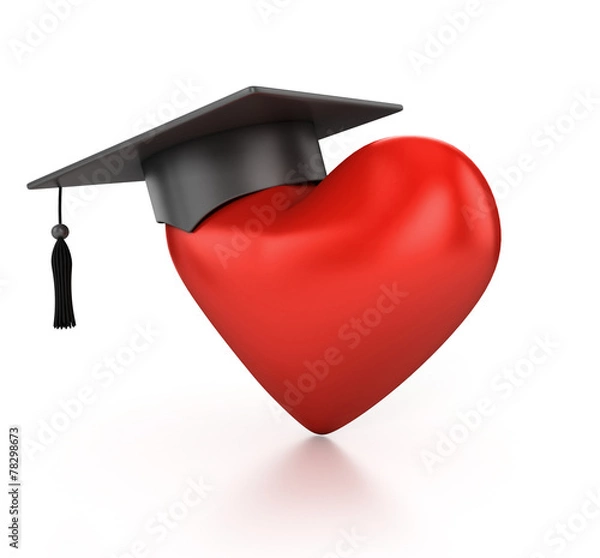 Fototapeta graduation cap with heart