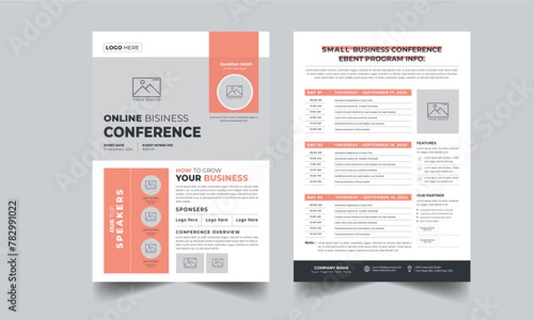 Obraz Event / Business Conference, Event Schedule layout design template with unique design style concept	