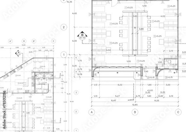 Fototapeta Floor plan designed building on the drawing.