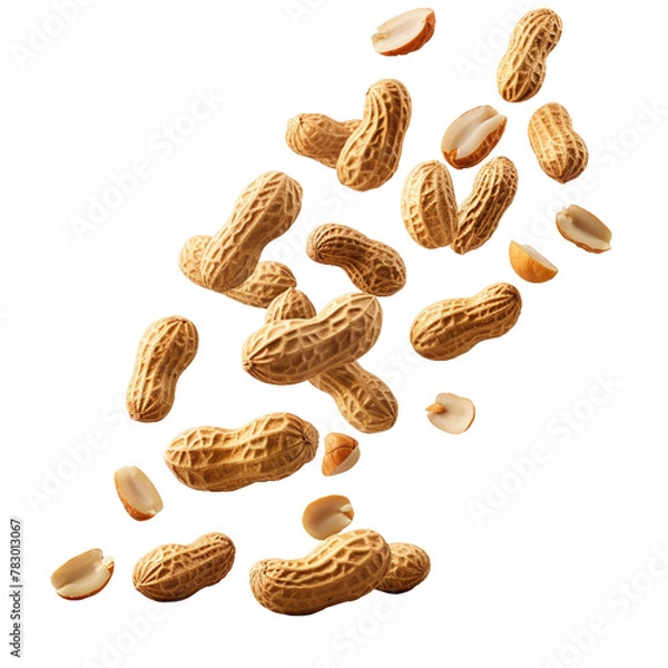 Fototapeta falling peanuts isolated on white background
