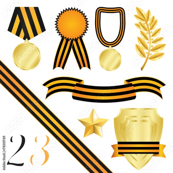 Fototapeta Collection Of Elements Of Design For Congratulations On 23