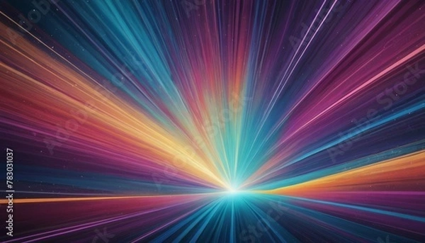 Obraz Abstract representation of a cosmic burst, with radiant streaks of blue and pink against a dark background, conveying a sense of dynamic motion and energy.. AI Generation