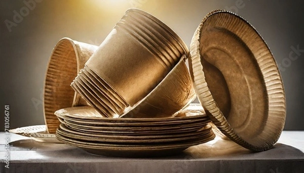 Fototapeta Paper plates used for recycling. style life