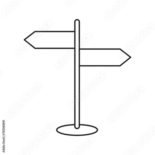 Fototapeta Direction icon. Signboard vector set  with stroke line. Sign board direction. Signpost silhouette icon. Signpost silhouette isolated on white background.  Road sign symbol illustration for website.