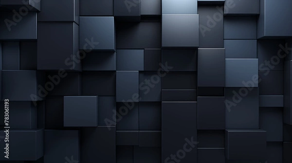 Fototapeta Stylized 3D Cubes Background in Monochrome Blue
