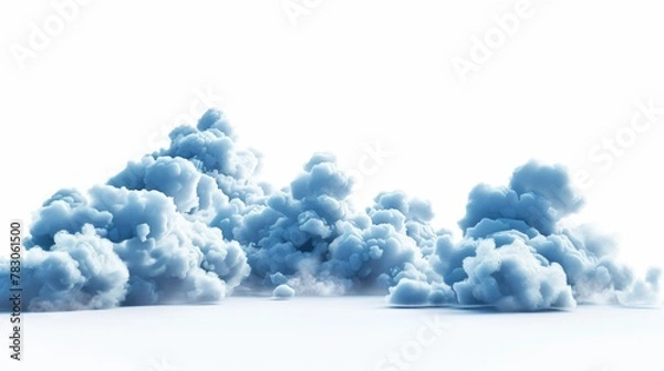 Fototapeta Cute funny claymotion style blue clouds isolated on white background, style 3D