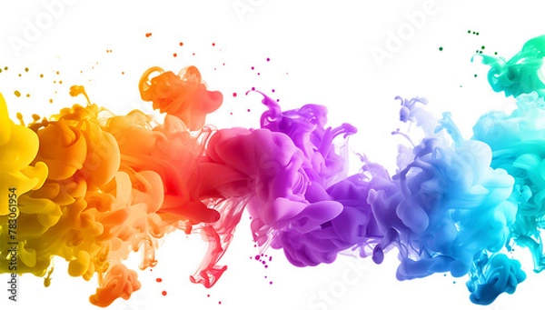 Fototapeta A dynamic and vibrant display of colors. It features a splash of water in various shades of red, orange, yellow, green, blue, and purple. 