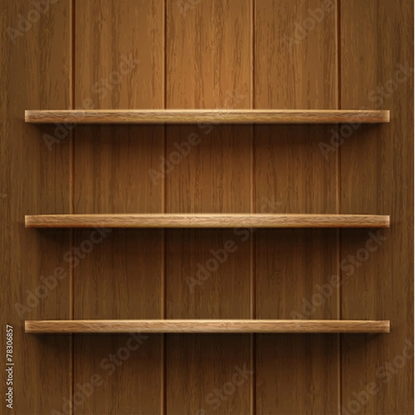 Obraz Blank wooden bookshelf. Vector illustration