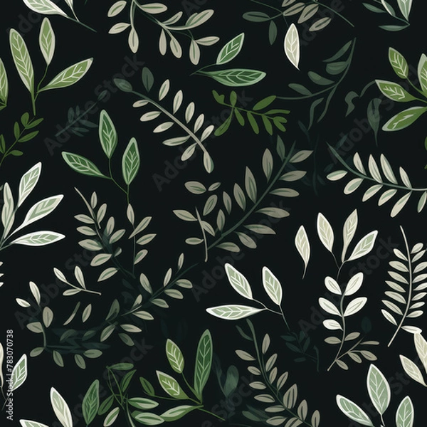 Fototapeta a pattern with a monochromatic color scheme using various types of leaves on a scrapbook paper