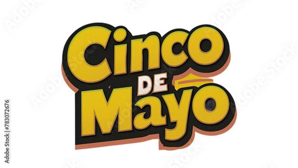 Fototapeta Cinco de Mayo with colourful text isolated on transparent background, Generative ai.