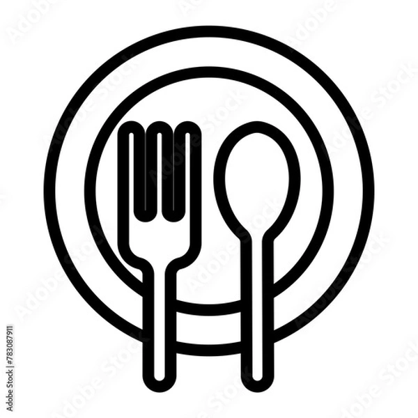 Fototapeta Disposable tableware Vector Line Icon Design