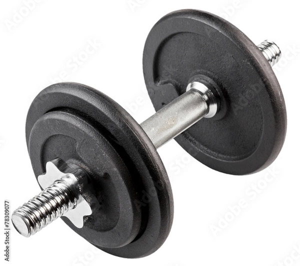 Fototapeta Dumbbell for physical exercise isolated on white.