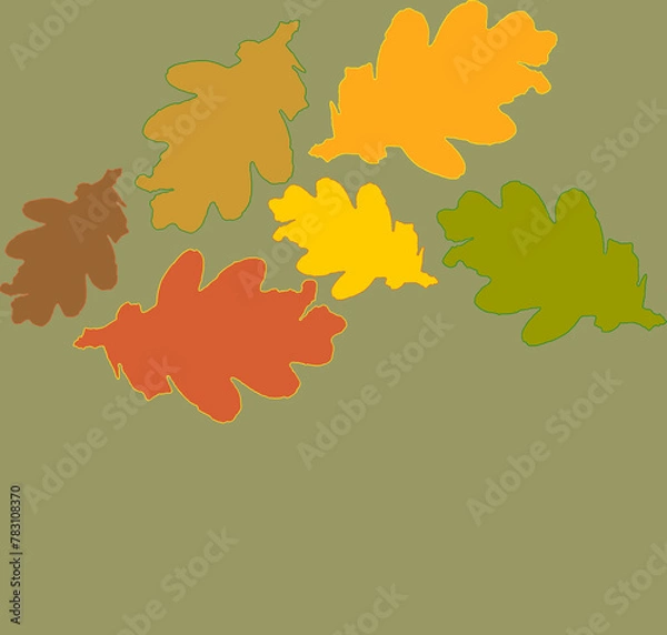 Obraz Autumn leaf shapes on a green background