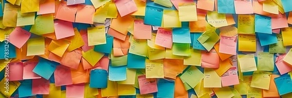 Obraz 壁一面に貼り付けられた付箋のイメージ