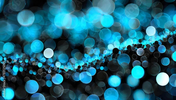 Fototapeta abstract blue background with bokeh circles blurred and focused with copy space