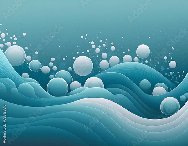 Fototapeta blue and white bubble waves on cobalt background with copy space