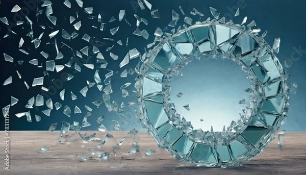 Obraz 割れたガラス、ガラス片、飛び散る