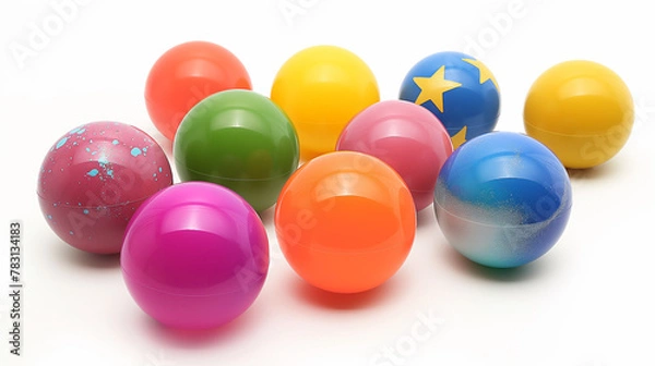 Fototapeta Assorted Colorful Plastic Balls Isolated on White. Generative AI