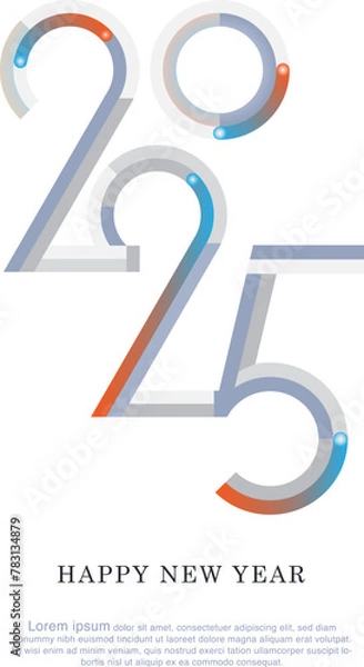Obraz 2025 happy new year millenial concept, robotic, 2025 number design for poster, calendar, greeting card, celebration card, 