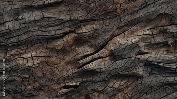 Fototapeta Generative AI Rugged and furrowed texture of tree bark.