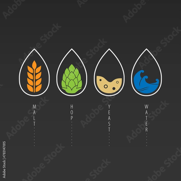 Obraz beer ingredient icon in simple graphic