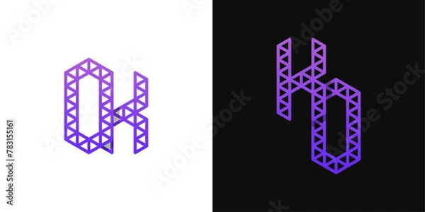Fototapeta Letters KO and OK Polygon Logo, suitable for business related to polygon with KO or OK initials