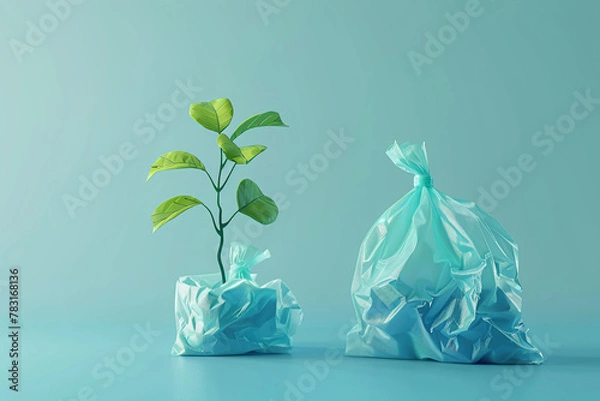 Obraz Environment,3d objects Plastic Bag are recycled into inventions, isolated