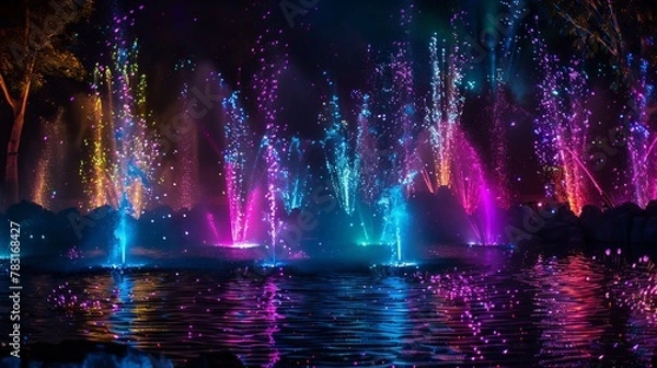 Fototapeta Brilliant flashes of color lighting up the night with their dazzling display