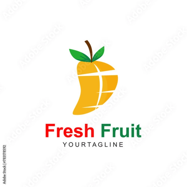 Fototapeta Fresh Mango Fruit Vector Graphic Logo.