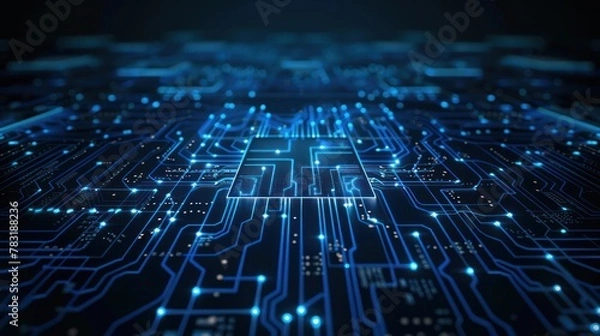 Obraz Advanced Technology Concept,Microchip CPU Processor Circuit Board ,Digital Line