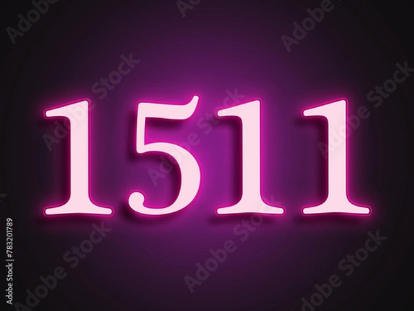Fototapeta Pink glowing Neon light text effect of number 1511.