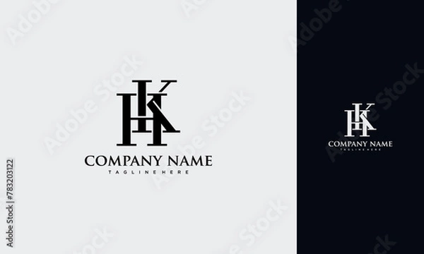 Fototapeta Initial Letter HK or KH Logo,Typography Vector Template design