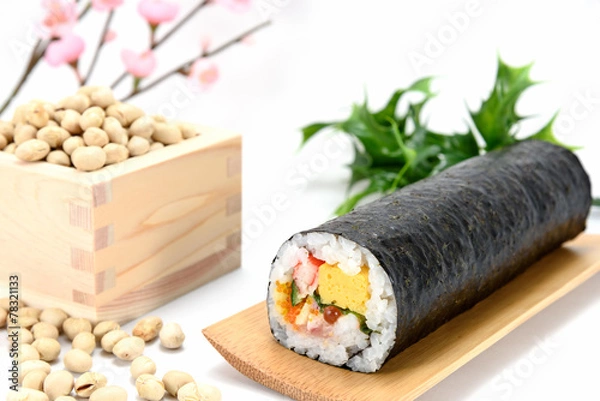 Fototapeta 海鮮巻き寿司と大豆
