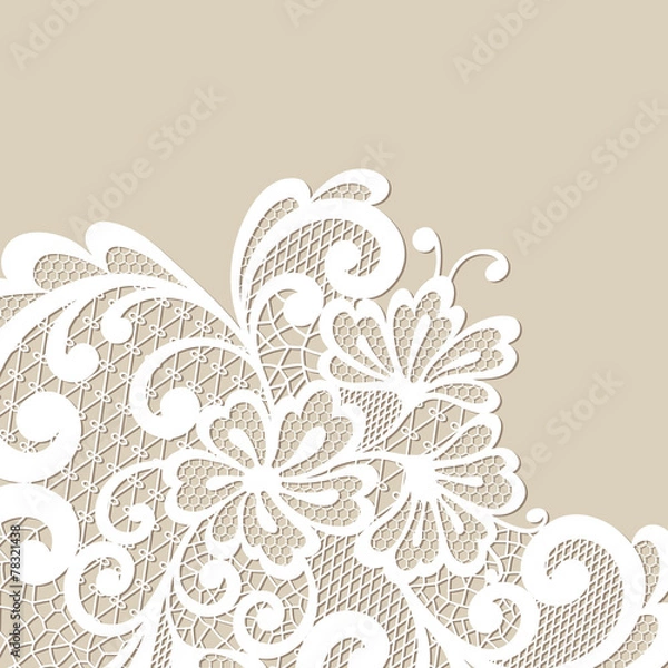 Fototapeta Black vector lace corner