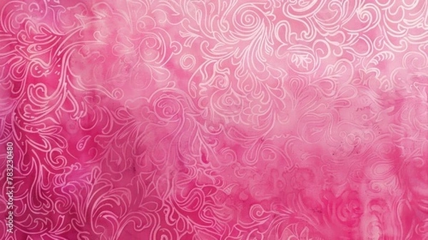 Fototapeta bright pink drawing paper, gradient barely visable exquisite ornate patterns