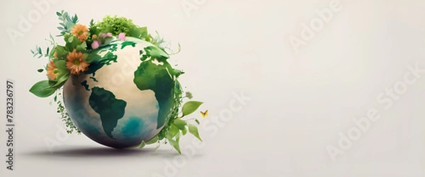 Fototapeta Earth with Flourishing Foliage on Minimalist Backdrop. generative ai