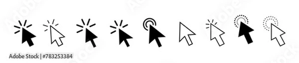 Obraz Cursor mouse click set. Click arrow vector. computer mouse click cursor icons