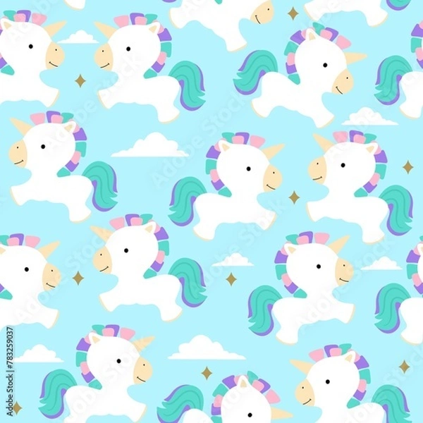 Fototapeta seamless pattern with baby unicorn toys