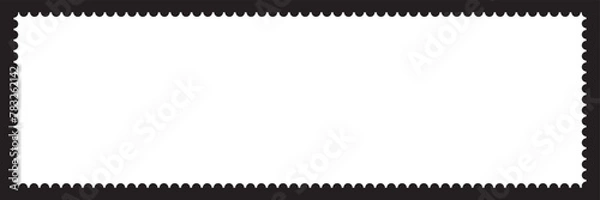 Fototapeta Blank vintage postage stamp on black background. Mockup with perforations for your picture text or design