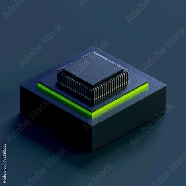 Fototapeta A computer chip is shown in a square with a green border