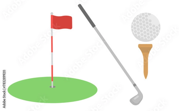 Obraz ゴルフボールとゴルフクラブのイラスト
