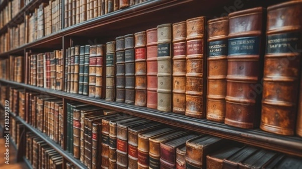Obraz close-up of books on library shelves, education, knowledge