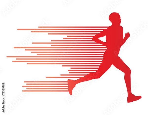 Obraz Man runner silhouette vector background template concept