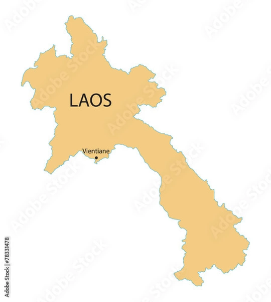 Fototapeta żółta mapa Laosu