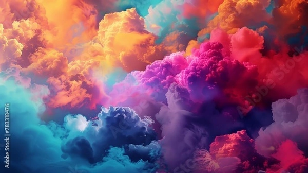 Fototapeta Vibrant explosion of 3D particles