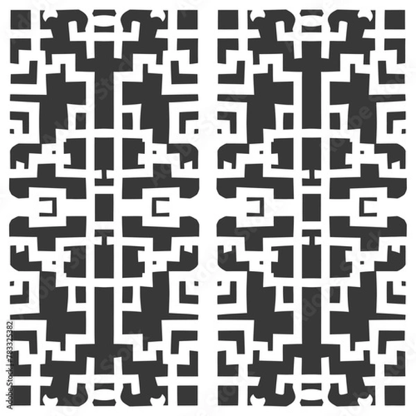 Fototapeta Silhouette of classical Chinese window lattice pattern black color only