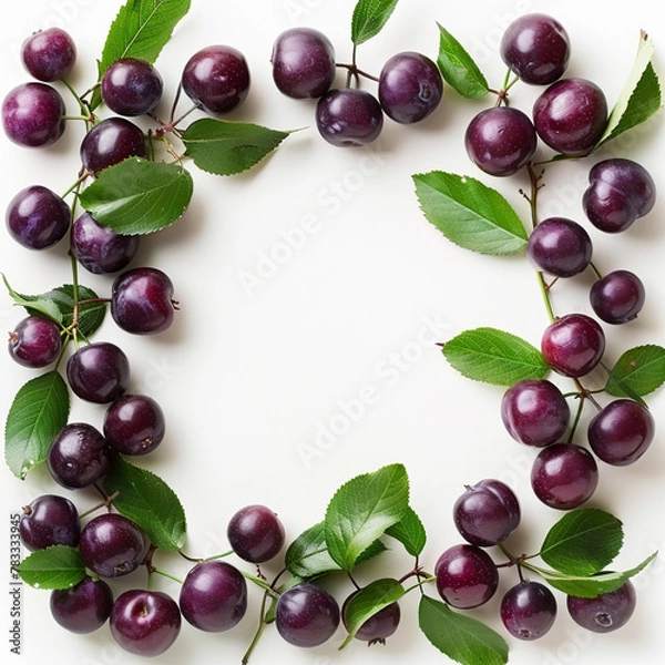 Obraz cherries with leaves